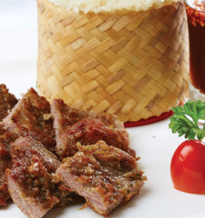 Pan fried tajima wagyu with sticky rice
