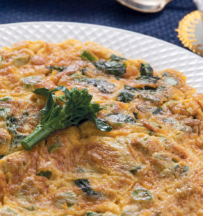 Thai omelette with chinese broccoli