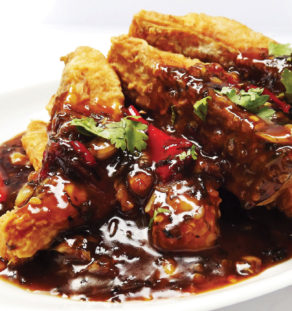 Stir fried sea bass fillet with tamarind sauce