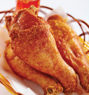 Deep fried peking chicken drumsticks